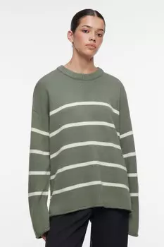 Джемпер oversize вязаный хлопковый в полоску