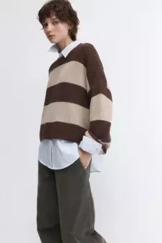 Джемпер oversize вязаный из хлопковой пряжи