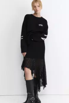 Джемпер oversize вязаный с принтом