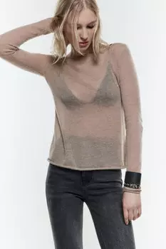 Джемпер-паутинка тонкий вязаный с шерстью