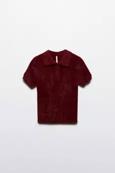 Джемпер-поло из пушистой пряжи