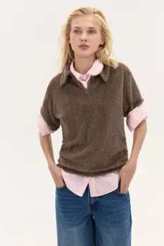 Джемпер-поло из пушистой ткани