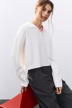 Джемпер-поло из вязаного трикотажа