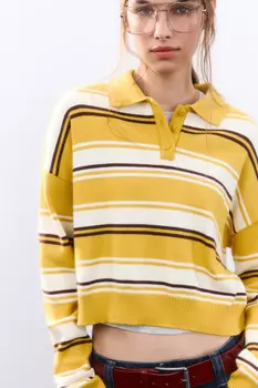 Джемпер-поло из вязаного трикотажа