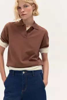 Джемпер-поло из вязаного трикотажа