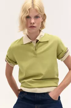 Джемпер-поло из вязаного трикотажа