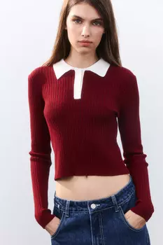 Джемпер-поло облегающий из вискозы