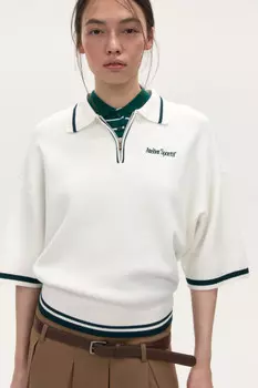 Джемпер-поло свободный с вышивкой