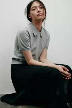 Джемпер-поло тонкой вязки