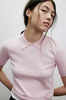 Джемпер-поло тонкой вязки