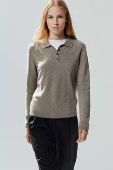 Джемпер-поло тонкой вязки