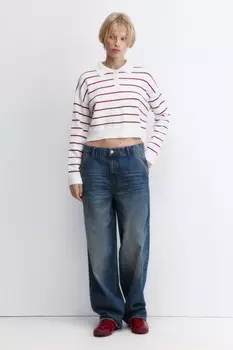 Джемпер-поло тонкой вязки укороченный