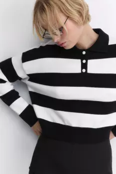 Джемпер-поло тонкой вязки укороченный