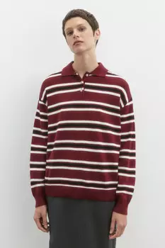 Джемпер-поло тонкой вязки в полоску