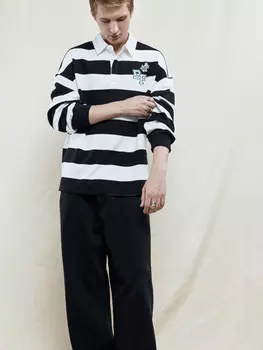 Джемпер-поло в полоску с вышивкой на груди