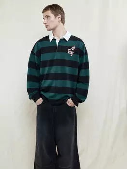 Джемпер-поло в полоску с вышивкой на груди