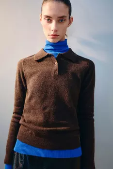 Джемпер-поло вязаный с шерстью