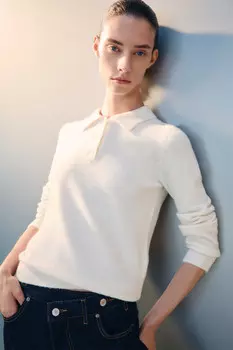 Джемпер-поло вязаный с шерстью