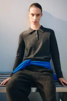 Джемпер-поло вязаный с шерстью