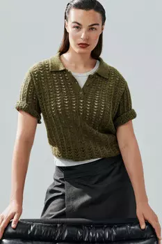 Джемпер-поло вязаный с узором