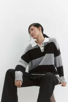 Джемпер-поло вязаный с вышивкой на груди