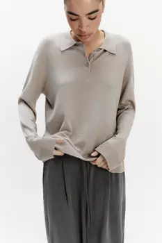 Джемпер-поло вязаный со стразами