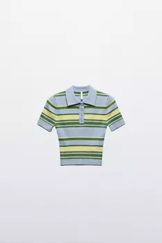 Джемпер-поло вязаный в полоску