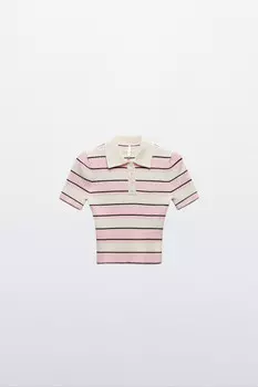 Джемпер-поло вязаный в полоску