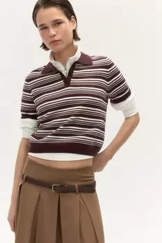 Джемпер-поло вязаный в полоску