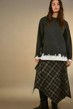 Джемпер рваный с имитацией рубашки