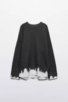 Джемпер рваный с имитацией рубашки