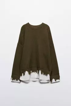 Джемпер рваный с имитацией рубашки