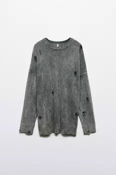 Джемпер рваный с вареным эффектом