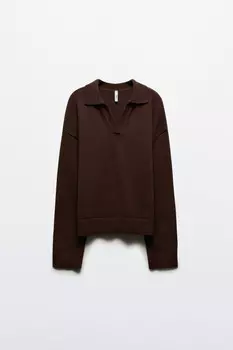 Джемпер с воротником и V-вырезом