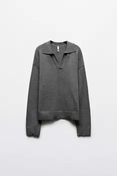 Джемпер с воротником и V-вырезом