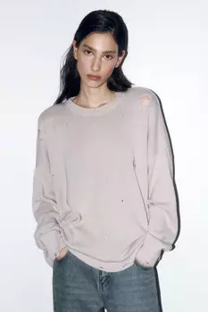 Джемпер толстой вязки рваный