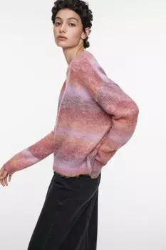 Джемпер толстой вязки шерстяной с принтом в полоску