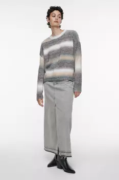 Джемпер толстой вязки шерстяной с принтом в полоску