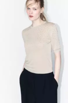 Джемпер тонкой вязки с декором из страз