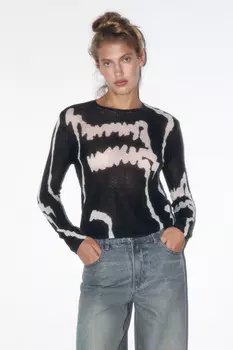 Джемпер тонкой вязки с принтом-абстракцией