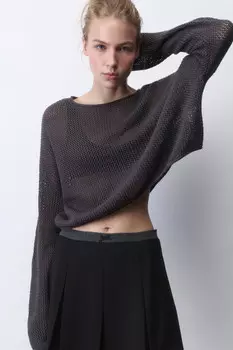 Джемпер укороченный из ткани кроше