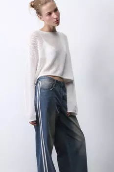 Джемпер укороченный из ткани кроше