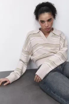 Джемпер укороченный с воротником-поло