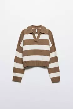 Джемпер укороченный с воротником-поло