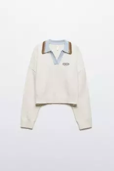 Джемпер укороченный с воротником-поло