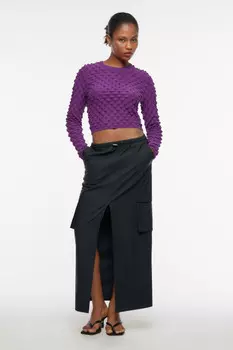 Джемпер вискозный облегающий с объемным узором