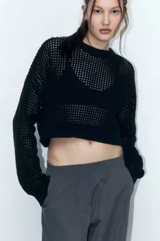 Джемпер вязаный ажурный из хлопка