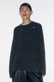 Джемпер вязаный рваный из хлопка