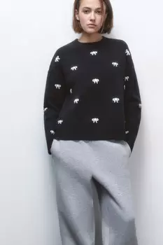 Джемпер вязаный с фактурным принтом