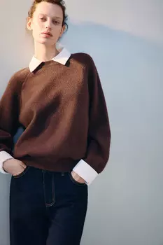 Джемпер вязаный с имитацией рубашки